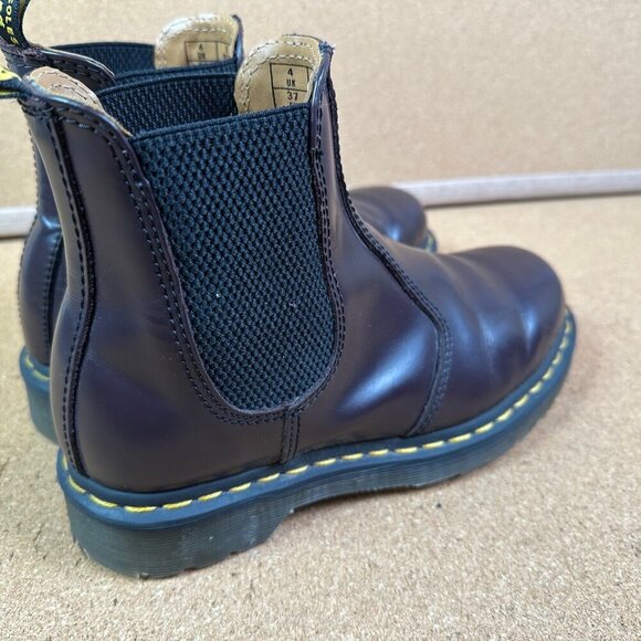 Dr Martens 2976 Dark Maroon Purple Chelsea Boots in Smooth Leather Size Womens 6 - Picture 3 of 7